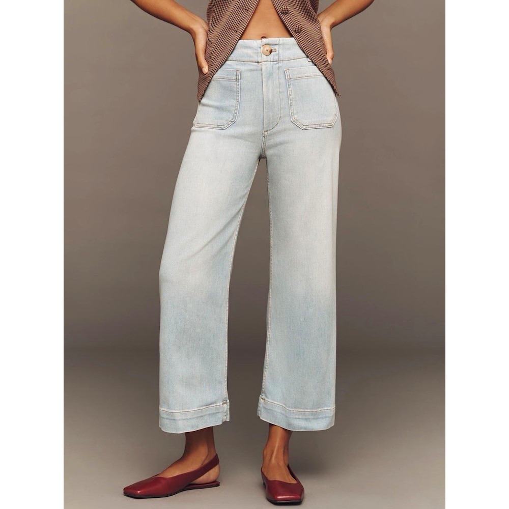 Maeve Colette Petite Cropped Wide Leg Jeans 31 Light Wash